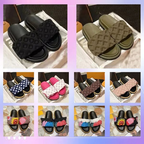 

Designer Mens Pool Pillow Lette Cane Slippers Sandals Slide Triple White Black Red Green Glow Wheat Cool Grey Men Women Luxury slipper slide sandal Casual Shoes, Color#3