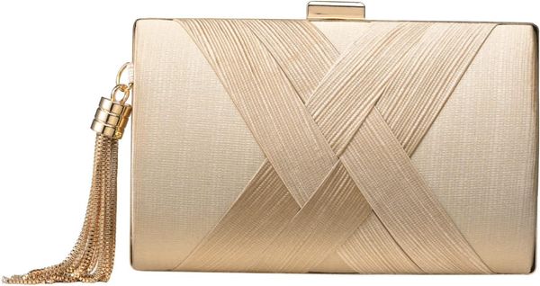 

Clutch Purses For Women Tassel Evening Clutch bag Cross Body Shoulder Bag For Wedding Night out Party, Khaki