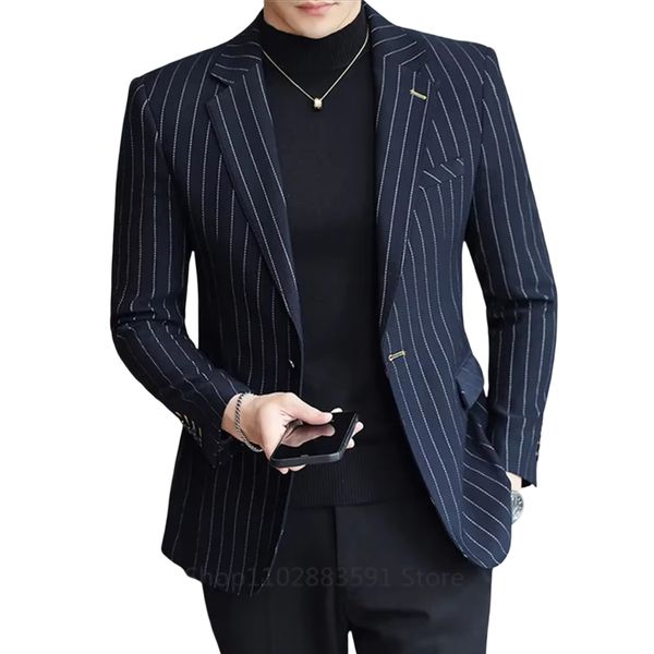 1 Piece Striped Men's Suit Jacket Slim Fit Blazer Single-breasted Suit Business Casual Professional Formal Business Jacket Banquet Suit Blazers