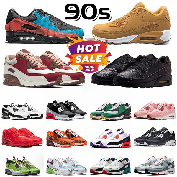 

90 Running Shoes 90s Sports Sneakers Mens Trainers Surplus Black Desert Camo Wolf Grey Midnight Navy Infrared UNC Camo Sail Vintage Green Women Loafers Outdoor Shoes, Coffee
