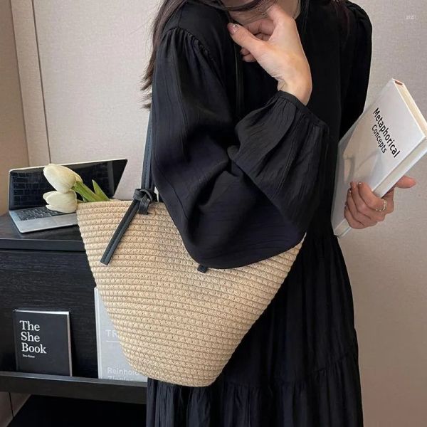 

Evening Bags Large Capacity Summer Beach For Women 2023 Bohemian Straw Shoulder Bag Boho Female Designer Rattan Woven Totes Handbags, Sky blue