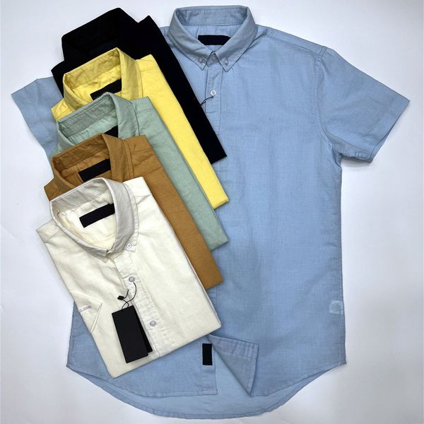 

Short Sleeve Men Shirt for Summer Casual Wear Classic Slim Fit with Lapel Pocket Small Horse Embroidery Plaid Striped and Solid Colors Plus Size Button Up Tee, Sh889-yellow