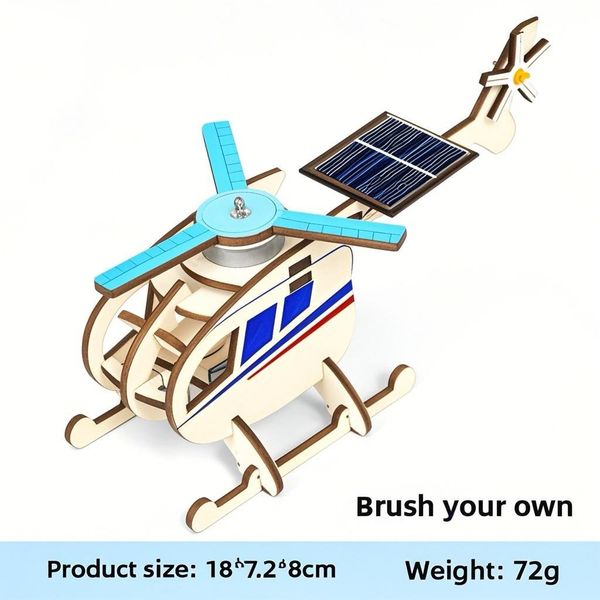

Solar powered helicopter, handmade technology, DIY model, wooden physics assembly, student invention, toy, child gift, environmentally friendly aircraft, Multicolor