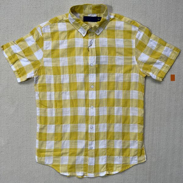 

Mens Summer Plaid Short Sleeve T Shirt Shirt Casual Style with Pocket Small Horse Embroidery Button Down Lapel Slim Fit Plus Size Lightweight Comfortable Daily Wear, Sh944-orange