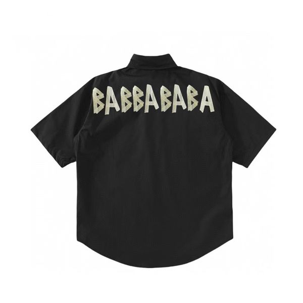 

Men' Casual Shirts Designer Back tape short sleeved shirt for men and women, Black