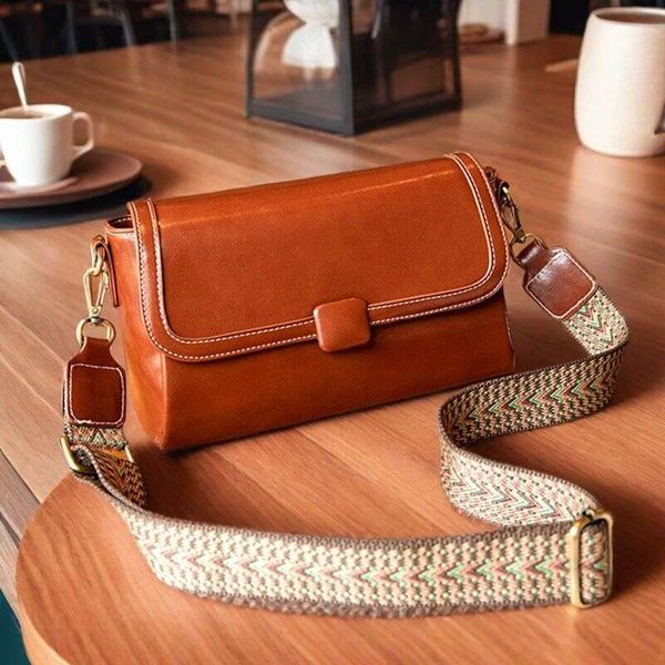 

Genuine leather women's 2025 new fashionable cowhide versatile commuting simple and stylish small square bag single shoulder crossbody bag, Black