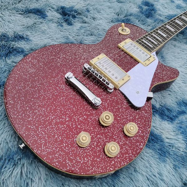 

Retro Red Speckled LP Guitar - Single-Cutaway Design & Gold Hardware | Dual Humbucker Clarity
