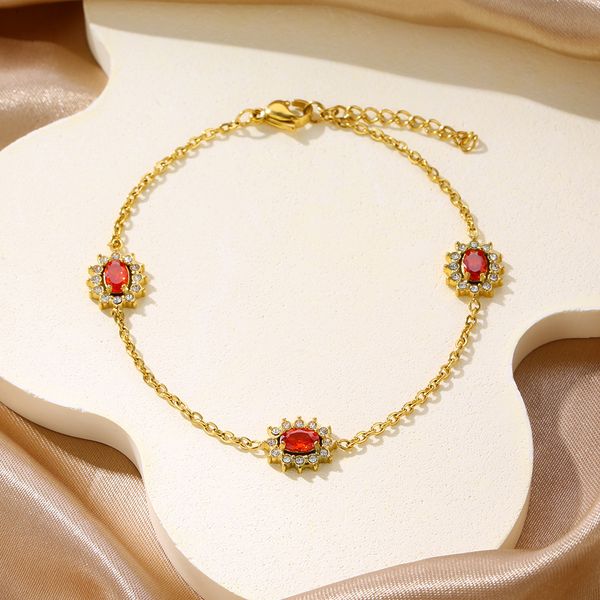 

Titanium Steel Stylish Multi-Dopamine Color Diamond Inlaid Stainless Steel Bracelet, Trendy, Versatile, Golden Electroplated Hand Jewelry