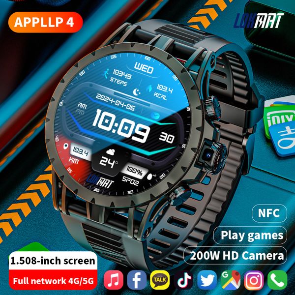 Lokmat APPLLP 4 Android Smart Watch Phone AMOLED Screen Rotatable Camera 4G Phone Calls Watch WiFi Video Calls Fitness Tracker