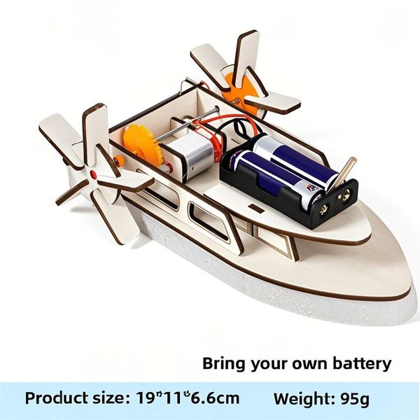 

Electric paddle ship technology small production science experiment teaching toys young children DIY simple children children's holiday Christmas gift, Multicolor