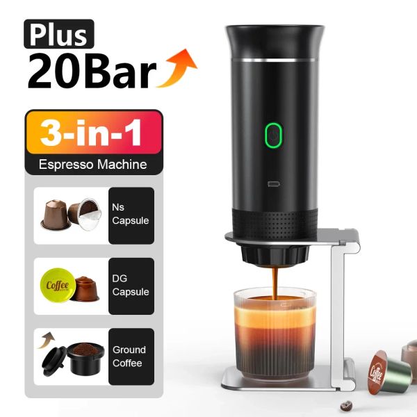 Wireless Electric Portable Espresso Coffee Machine for Car Home Camping Coffee Maker 3-in-1 Capsule Powder Travel Coffee Maker