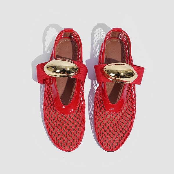 

fashioninspired feminine footwear laceup fishnet flat for dancers, Black