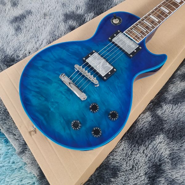 

Ocean Blue Gradient LP-Style Guitar - Dual Humbuckers & Metallic Bridge | Pro Playability