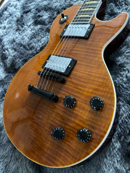

Gradient Brown Flame LP-Style Guitar - Dual Humbuckers & Black Tremolo Bridge | Pro Playability