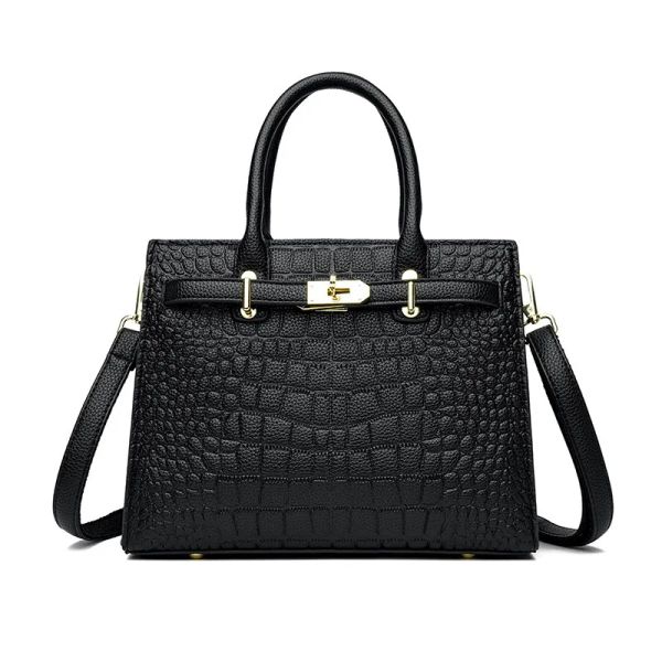 

2025 New Crocodile Pattern Fashion Designer High Quality Women s Texture Large Capacity Handbag Stone Pattern Black Single Shoulder Handbag Crossbody Bag, Red
