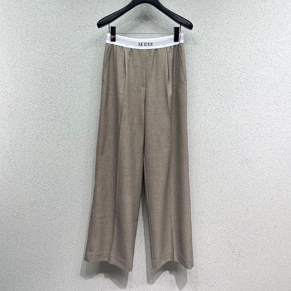 

Women' Pants & Capris Designer Waist color blocking splicing webbing letter elastic waist loose casual pants, Khaki