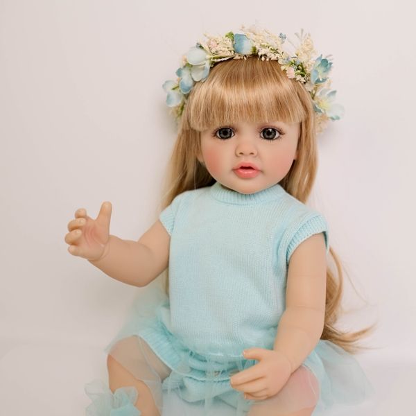 reborn baby doll 55CM full body silicone soft silicone vinyl Reborn Toddler Blond Hair Girl Betty Princess lifelike Baby Doll Christmas Gift for Grils realist