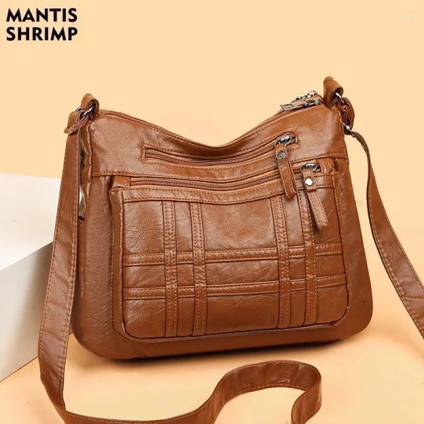 

Evening Bags Women Bag Middle-aged Lady Vintage Shoulder PU Leather Messenger Hobos Large Capacity Crossbody Designer, Red