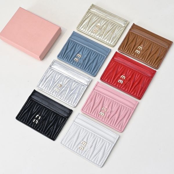 

Card Holder Women Designer Wallets Card Case High Quality Genuine Leather Sheepskin Interior Compartment With Box Luxury Card Wallets Designer Women Cardholder, Red