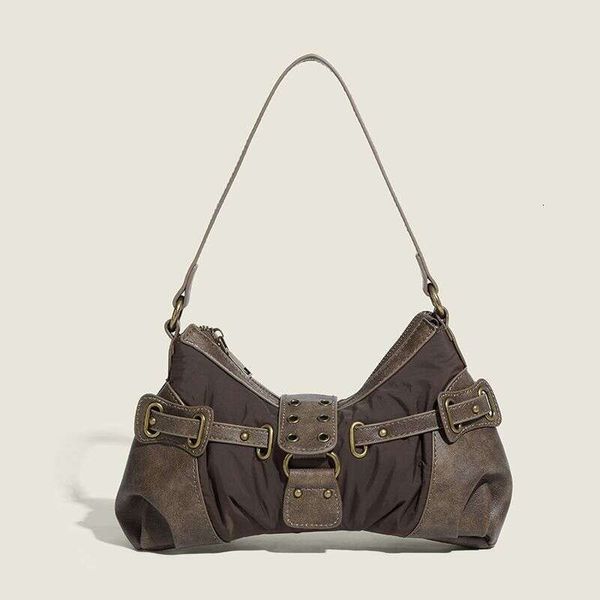 

Autumn Winter New Fashionable Maillard Used Soil Style Shoulder with Wrinkle Needle Buckle Versatile Underarm Bag, Main image color