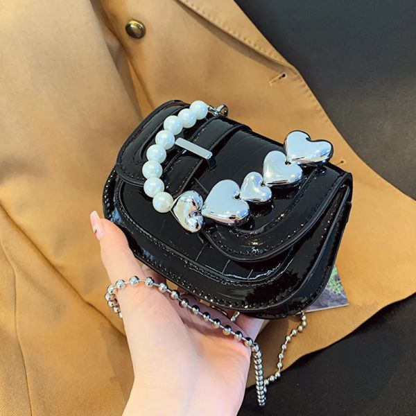 

Shoulder Bags Mini Women's Small Bag Pu Leather 2024 New Winter Fashion Designer Premium Texture Slant Bag Ladies Glossy Chain Shoulder Bag Totes Cheap Bags, Green