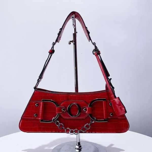 

Bag For Women Designer Handbags Purse 2025 New In Vintage Rivet Letter Chains Decorate Ladies Shoulder, Black