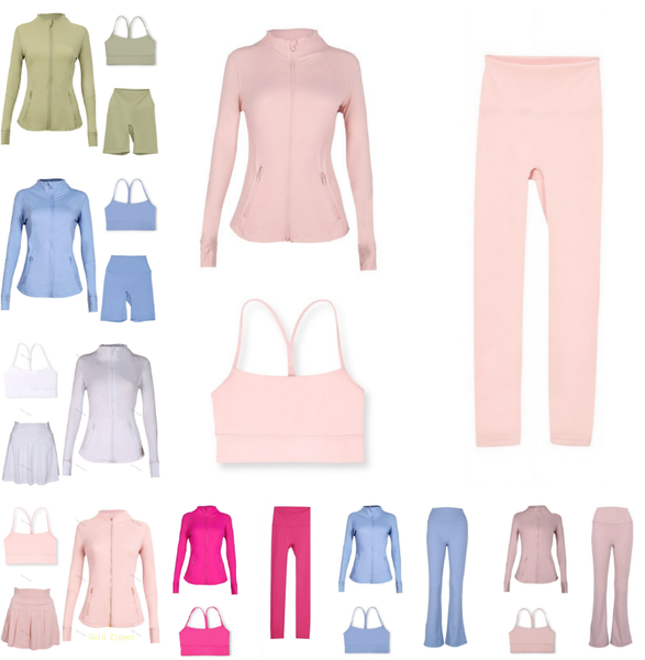 

Womens 3 piece Yoga set gold zipper Gym set breathe Quick Dry high-waisted flare leggings shorts skirts Fitness Sportswear For Lady Gym Suit Workout Tracksuits, Colour 1