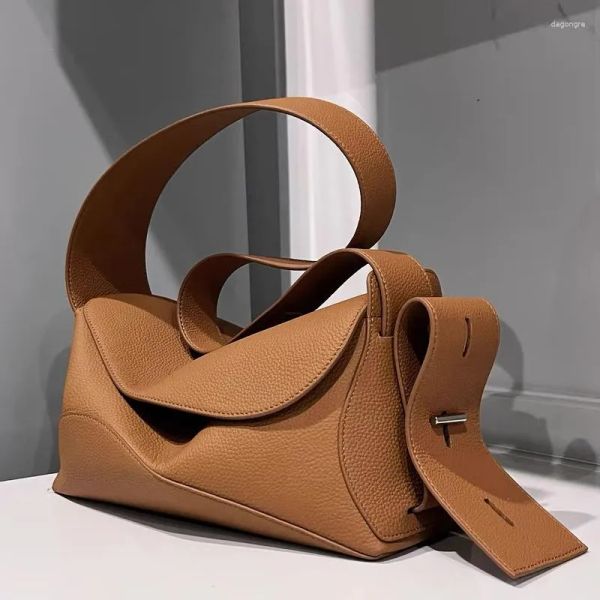 

Evening Bags Vintage For Women Luxury Designer Handbags Purses 2025 In PU Stitching Design Button Small Casual Wide Shoulder Straps, Brown
