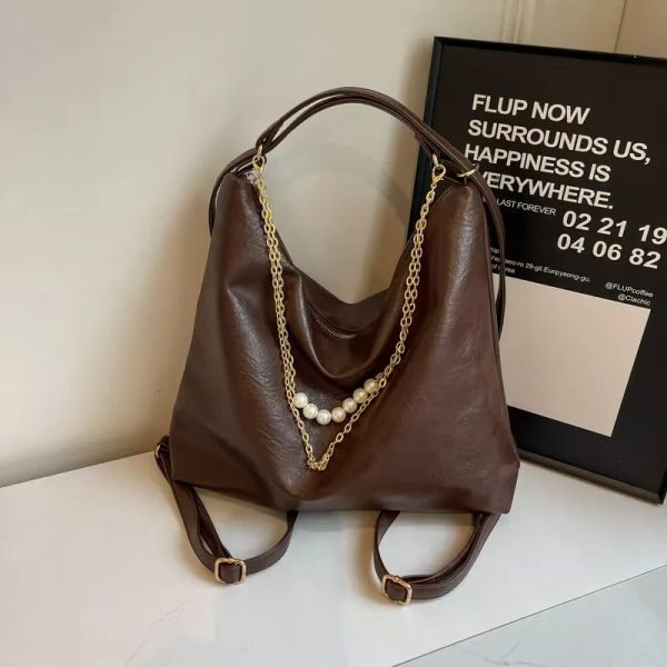 

2025 New Large Capacity Soft Surface Handbag Trendy Simple Backpack Designer Women's Fashion Bag Suitable for Daily Commuting and Travel, White