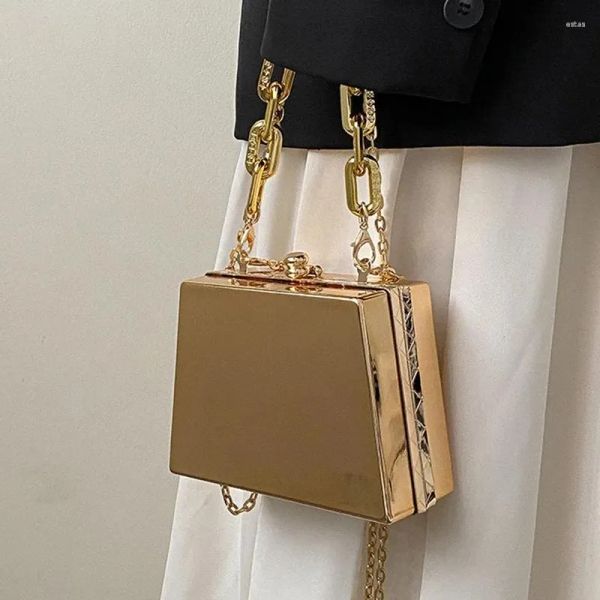 

Evening Bags 2025 Designer Women Gold Silver PVC Box Party Clutch Chain Shoulder Crossbody Mini Purses And Handbags