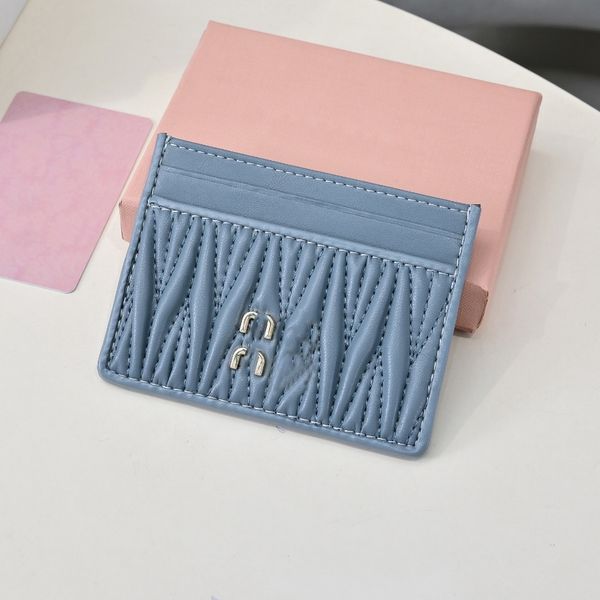 

Designer Card Holder Wallets Women Card Case High Quality Genuine Leather Sheepskin Interior Compartment With Box Luxury Designer Wallet Women Cardholder, Blue