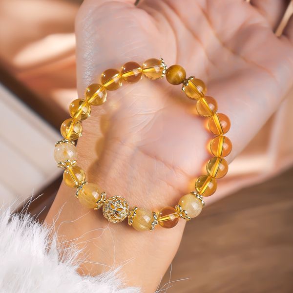 

Charming Yellow Crystal Bracelet Trinket with Fortunate Design
