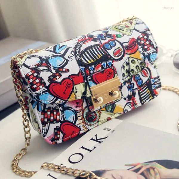 

Bag 2025 Luxury Female Shoulder Handbags PU Leather Crossbody Bags For Women Designers Graffiti Women's Messenger, Black color