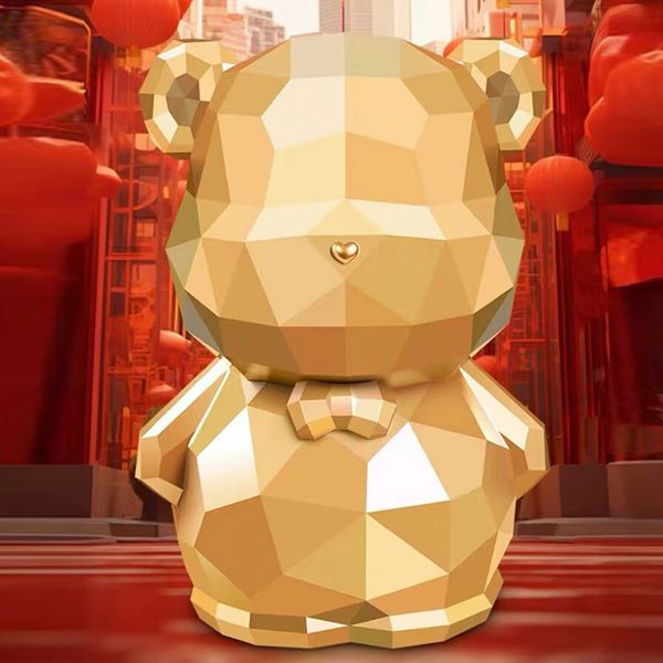 Golden standing gem bear creative piggy bank