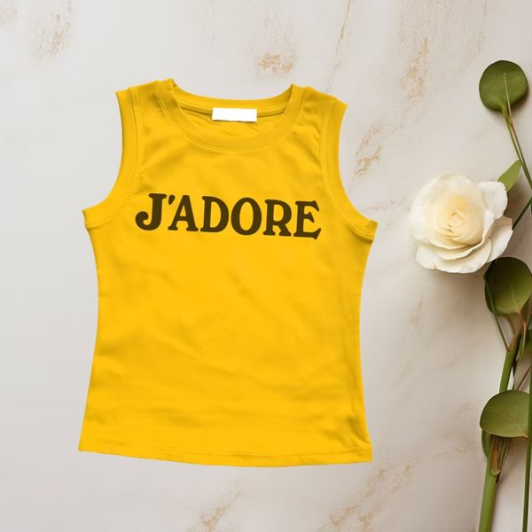 

Summer women' sleeveless T-shirt vest, round neck pure cotton T-shirt, slim fit, fashionable and versatile trendy top df, Yellow