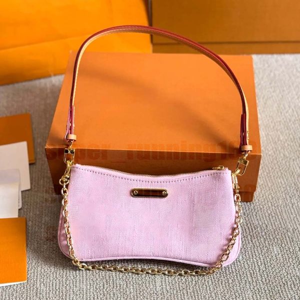 

luxury pink designer bag shoulder bag pochette pink denim bag vintage crossbody bag women flower underarm bag mini print purse lady tote beach bag travel embossed, #4