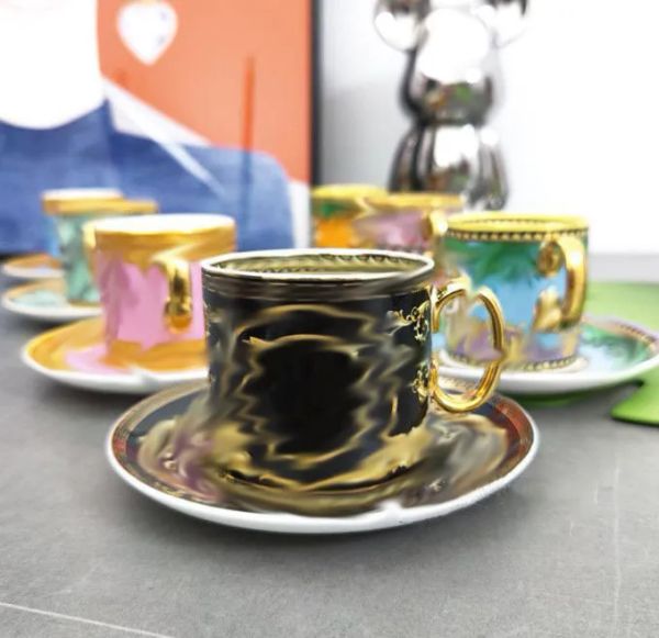 Luxury Designer Gold Plated Porcelain Coffee & Tea Cups - Elegant Beverage Set for Home