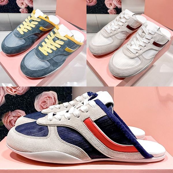 

Designer Sandals Womens Suede Slides Color Block Lace up Casual Sandal Summer Lightweight Non Slip Slippers Eu(35-40, Beige