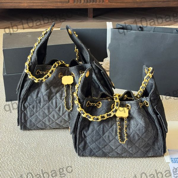 

25/30cm Hobo Cowboy Tote Fashion Women Shoulder Bag Calfskin Caviar Checkered Gold Hardware Metal Buckle Matelasse Chain Underarm Bags Shopping Bags Makeup Purse, Pink
