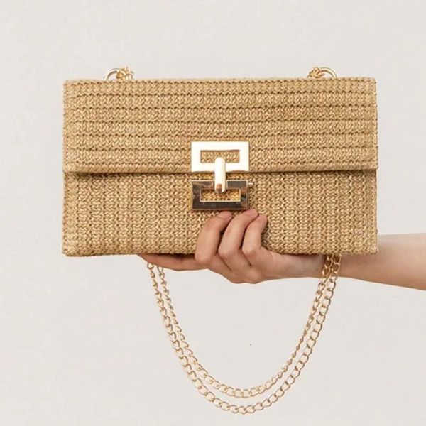 

New Fashion Designer bags for women Straw bags Beach holiday Boho Shoulder bag, Black