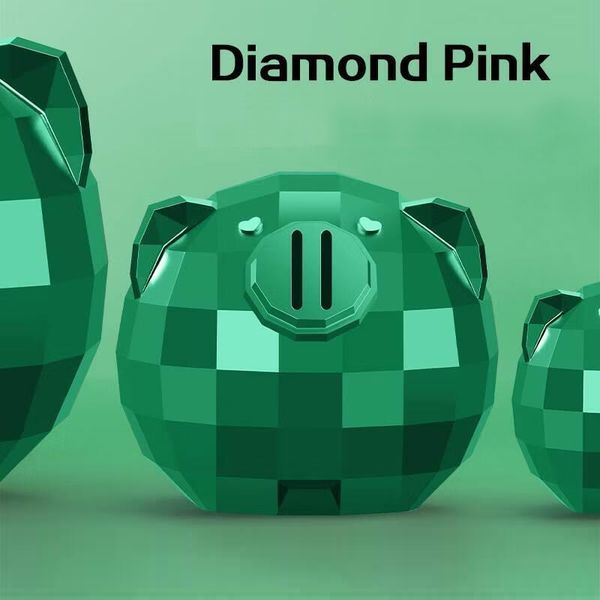 Green geometric pig decoration piggy bank