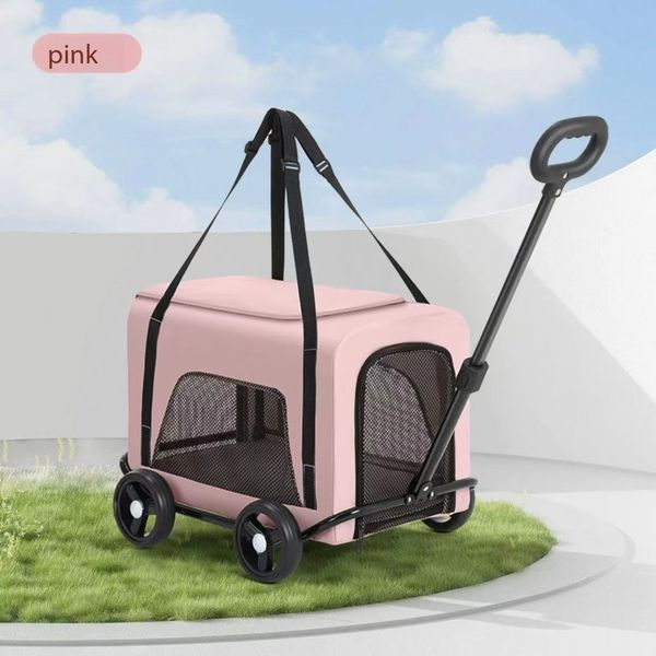 

Pet Dog, Cat, Teddy, Baby Cart, Outdoor Small Trolley, Car Rental, Lightweight and Foldable, Pink