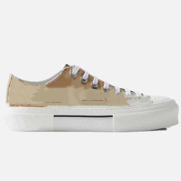 Womens Plaid Cotton Casual Shoe Designer Luxury Canvas Sports Shoes Flat Bottomed Low Cut Beige Striped High Sneakers