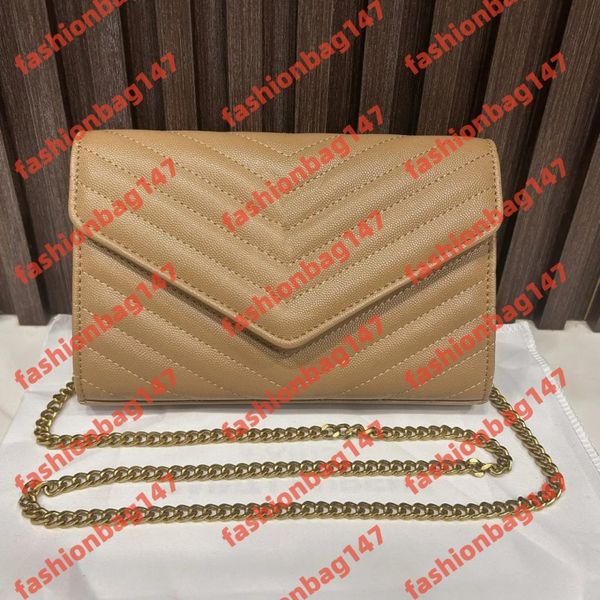 

Luxury Handbag Fashion Shoulde Bag Designer bag Envelope Genuine leather caviar bags wallet on chain purse fashion lady shoulder bag tote Gold Silver Black Chain Bag, 9#
