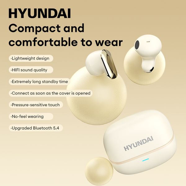HYUNDAI Headphones Ture Wireless Bluetooth 5.4 HD Call HIFI Sound Earbuds 24h Long Battery Life Earphones HY-Y06