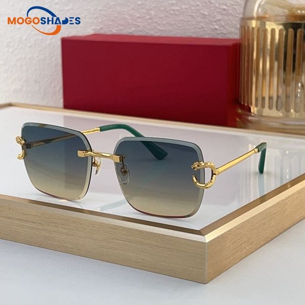 

frameless buff horn polarized luxury sunglasses for women cheetah oversized unisex adumbral glasses fashion luxury eyeglasses with box 8823