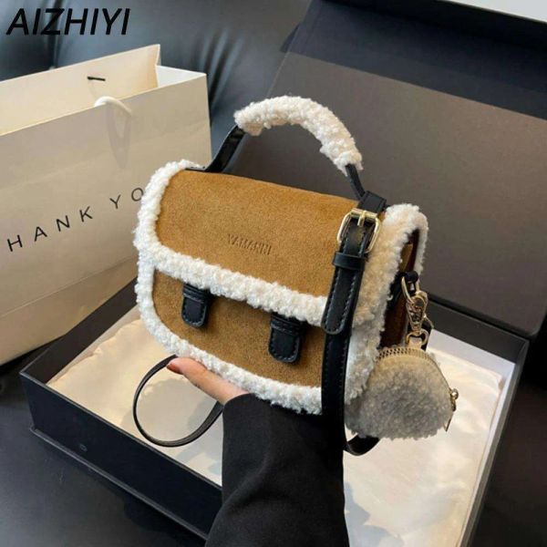 

Designer bag Autumn Winter Plush Shoulder Bag for Women Furry Crossbody Bag Fuzzy Pluffy Clutch Bag with Coin Purse Casual Faux Fur Handbags tote bag purse handbag, Coffee