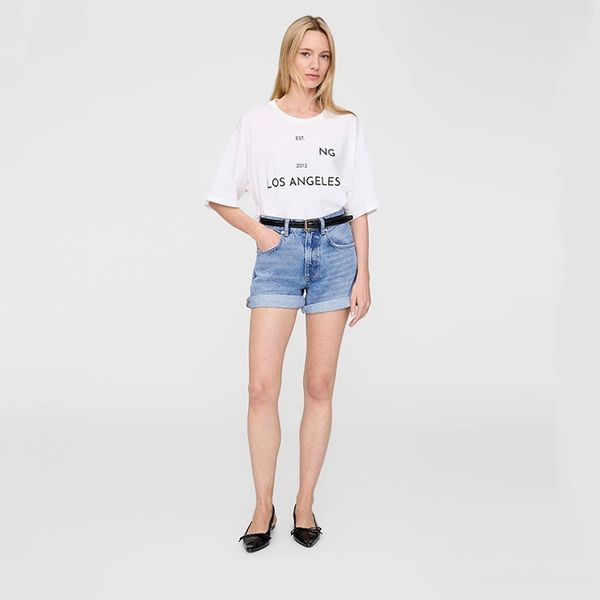 

25 summer new ab tees front print LOS ANGELE letters t shirts loose women designer cotton short sleeved t-shirt summer tops, White