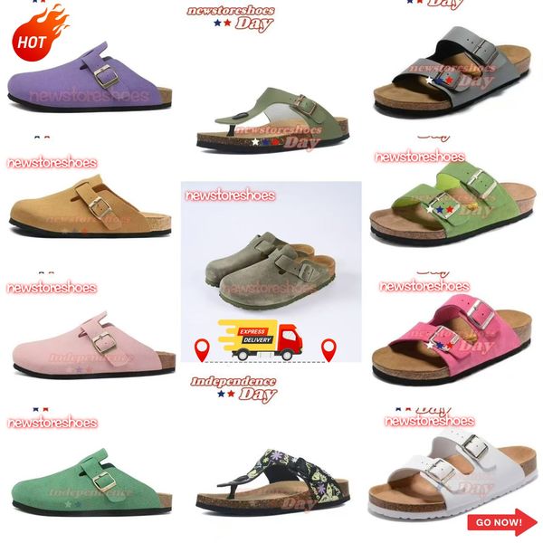 

Designer Clogs Sandals Clog Slippers Cork Flat shoes Women Men High Quality Fashion Genuine Leather Slide Beach shoes slides slippers sandals size 35-46, Pink