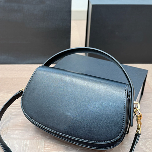 

Mirror Classic oval underarm retro flip fashionable commuting ladies' single-shoulder high-end handbag practical crossbody genuine leather bag, Black